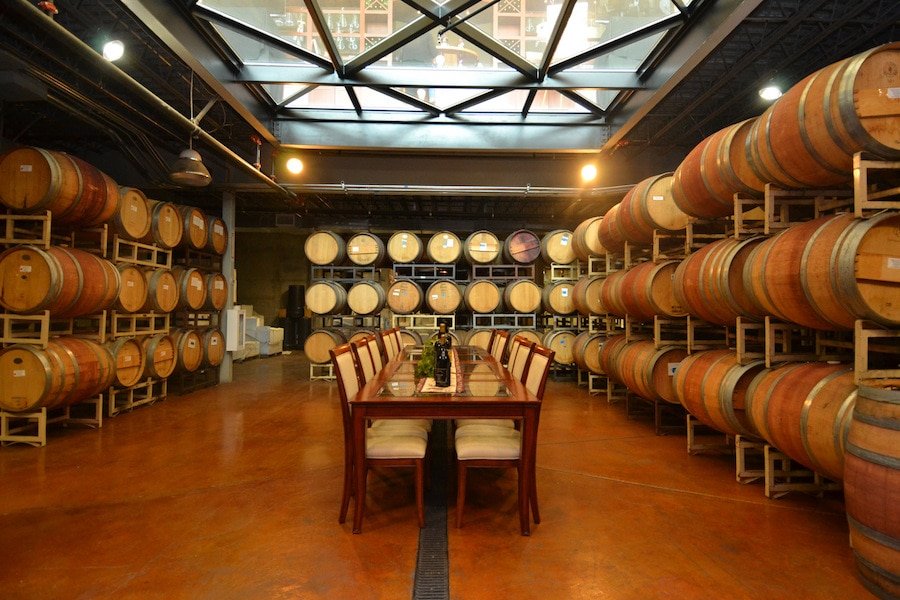 Monte de Oro barrel room w glass ceiling - ALO Magazine