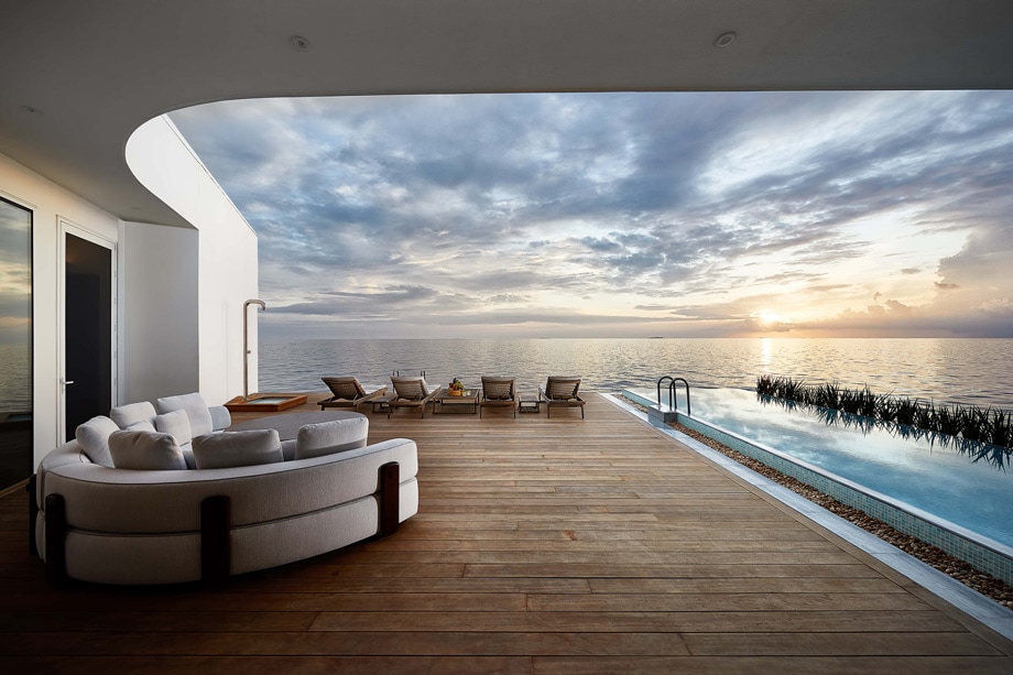 THEM URAKA Overwater Deck View Lounge Architecture_Credt Justin Nicholas - ALO Magazine