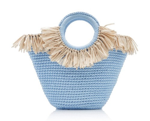 mizele blue sun bag mini raffia cotton tote - alo magazine