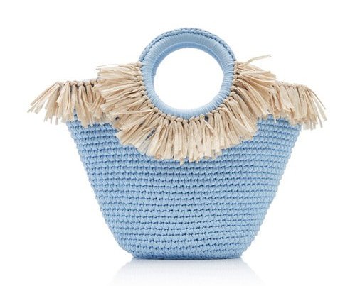 mizele blue sun bag mini raffia cotton tote - alo magazine