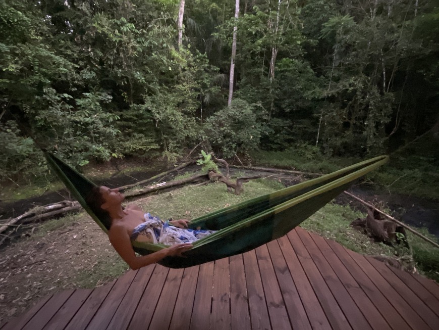 Holly resting easy in a hammock at Danta Lodge in the Corcovado National Park.
