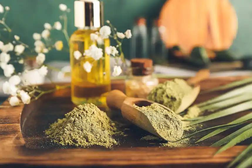 Natural henna powder and essential oils — the purest ingredients of the craft