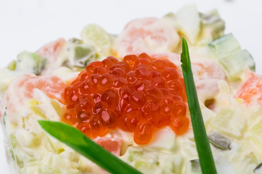 Alaskan king crab with caviar