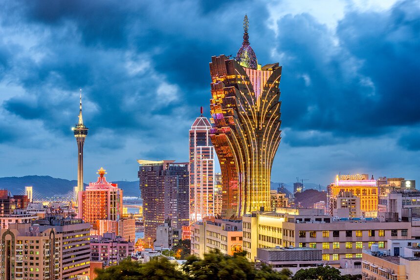 Macau city skyline at dusk