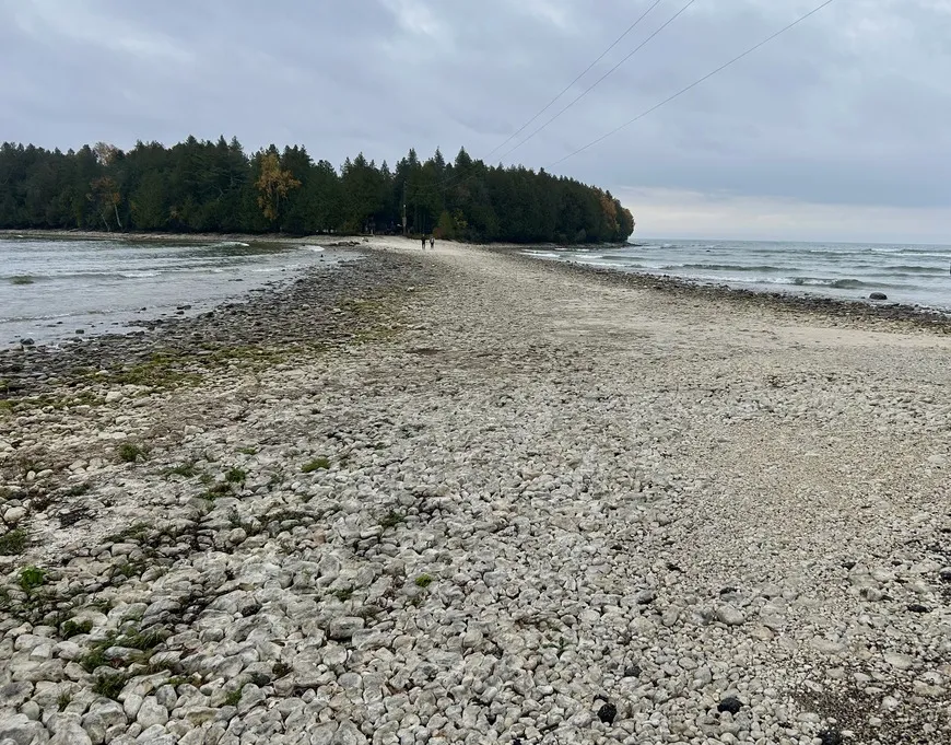 The Cana Island causeway splits Lake Michigan on your way to the lighthouse.